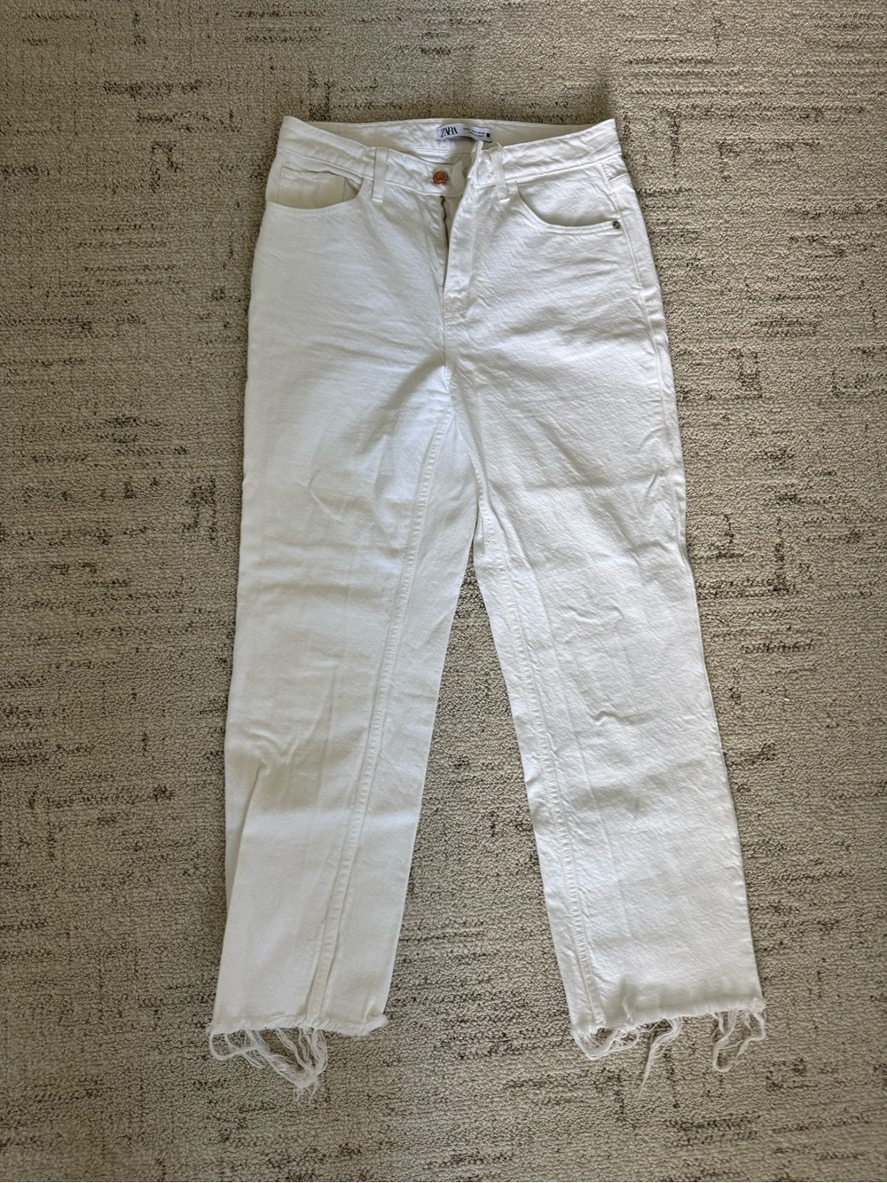 Zara White Flare Straight Leg Jeans